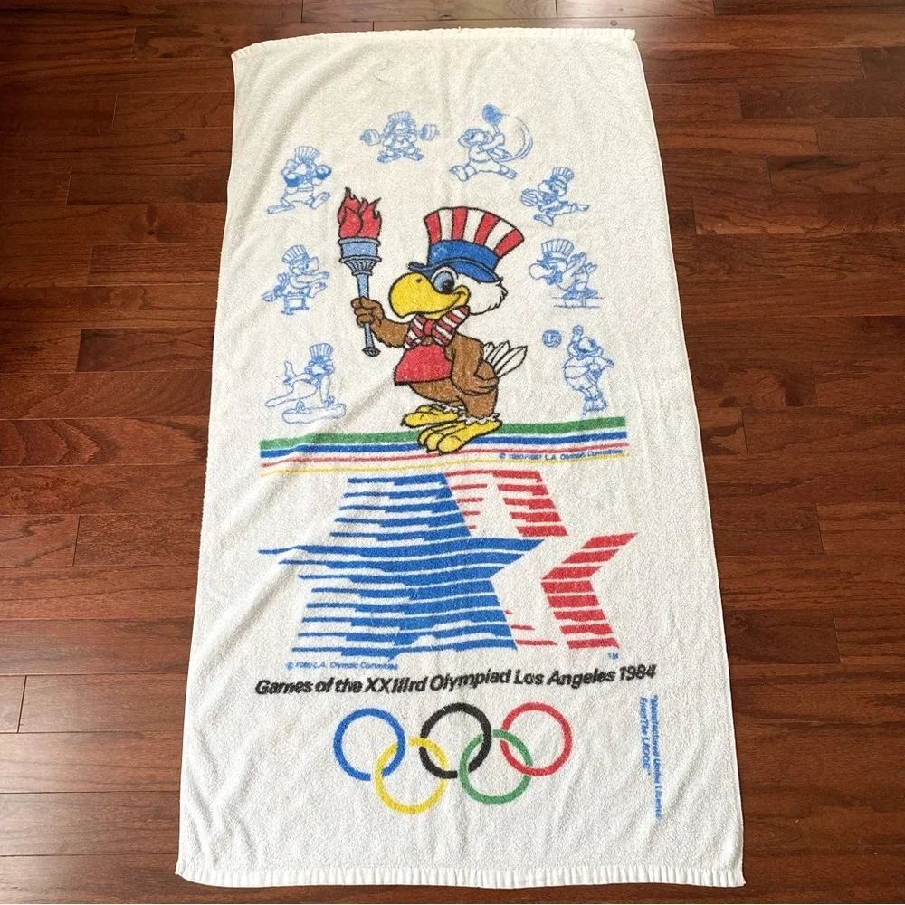 Los Angeles 1984 Olympics Games Beach Towel Sam the Eagle Original Vintage